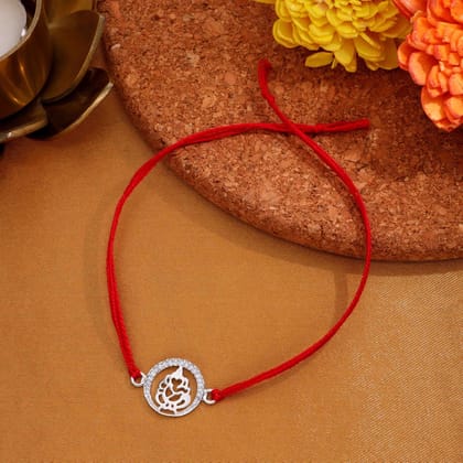 "Silver Ganesha Rakhi – Divine Blessings for Raksha Bandhan"-None / Silver