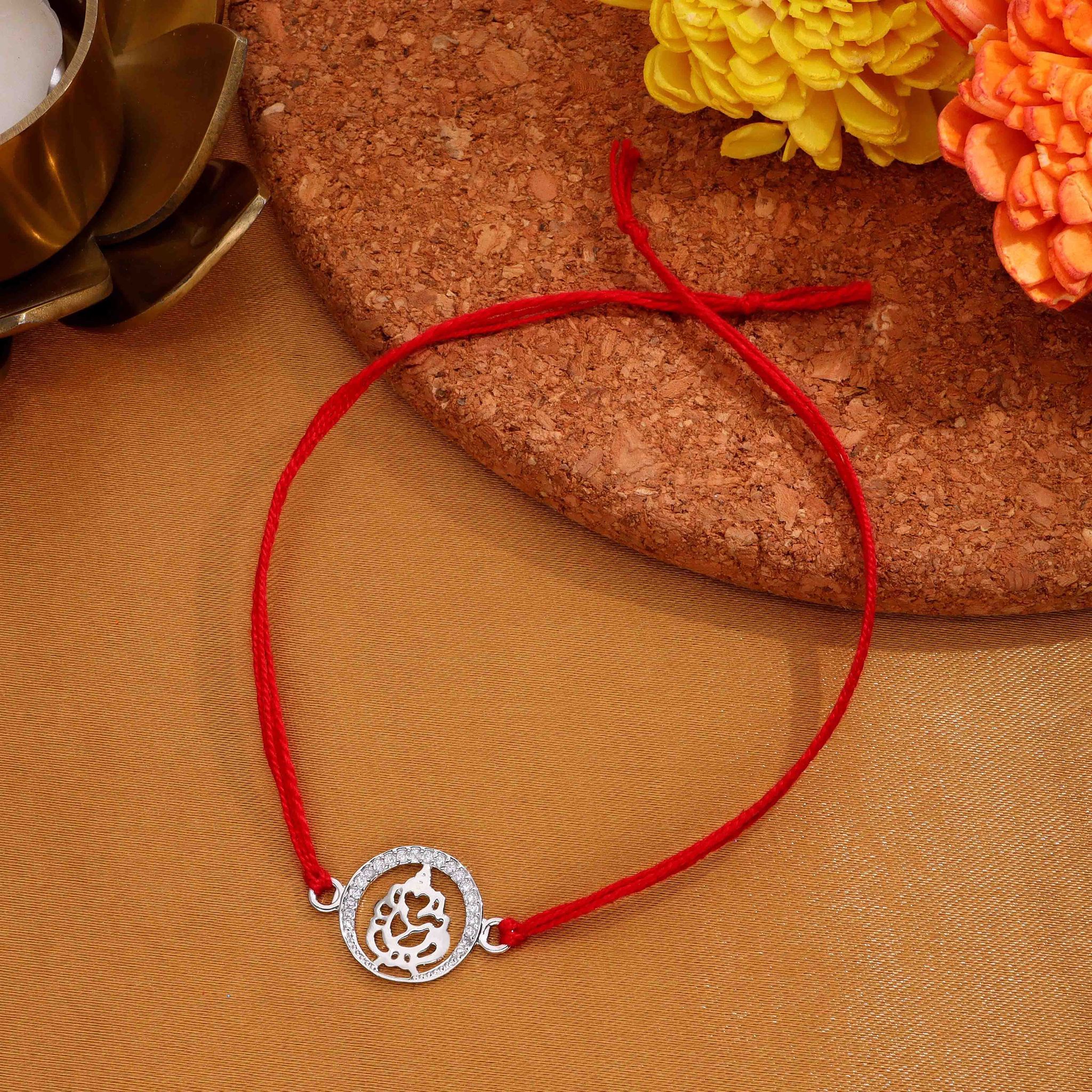 "Silver Ganesha Rakhi – Divine Blessings for Raksha Bandhan"-None / Silver