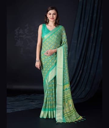 Rekha Maniyar Chiffon Printed Saree With Unstitched Blouse Piece ( Teal )