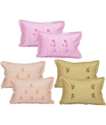 MAHALUXMI COLLECTION - Pack of 6 Microfiber Embroidered Standard Size Pillow Cover ( 66.04 cm(26) x 40.64 cm(16) ) - Multi