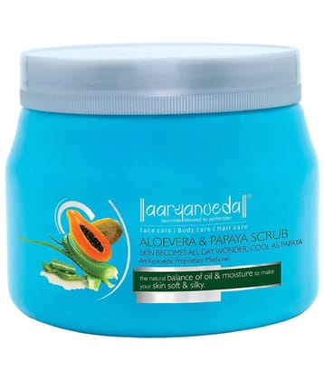Aaryanveda Face Scrub Reduces Acne & Tan Removal Aloevera & Papaya Face Glowing Fruits Scrub 400g