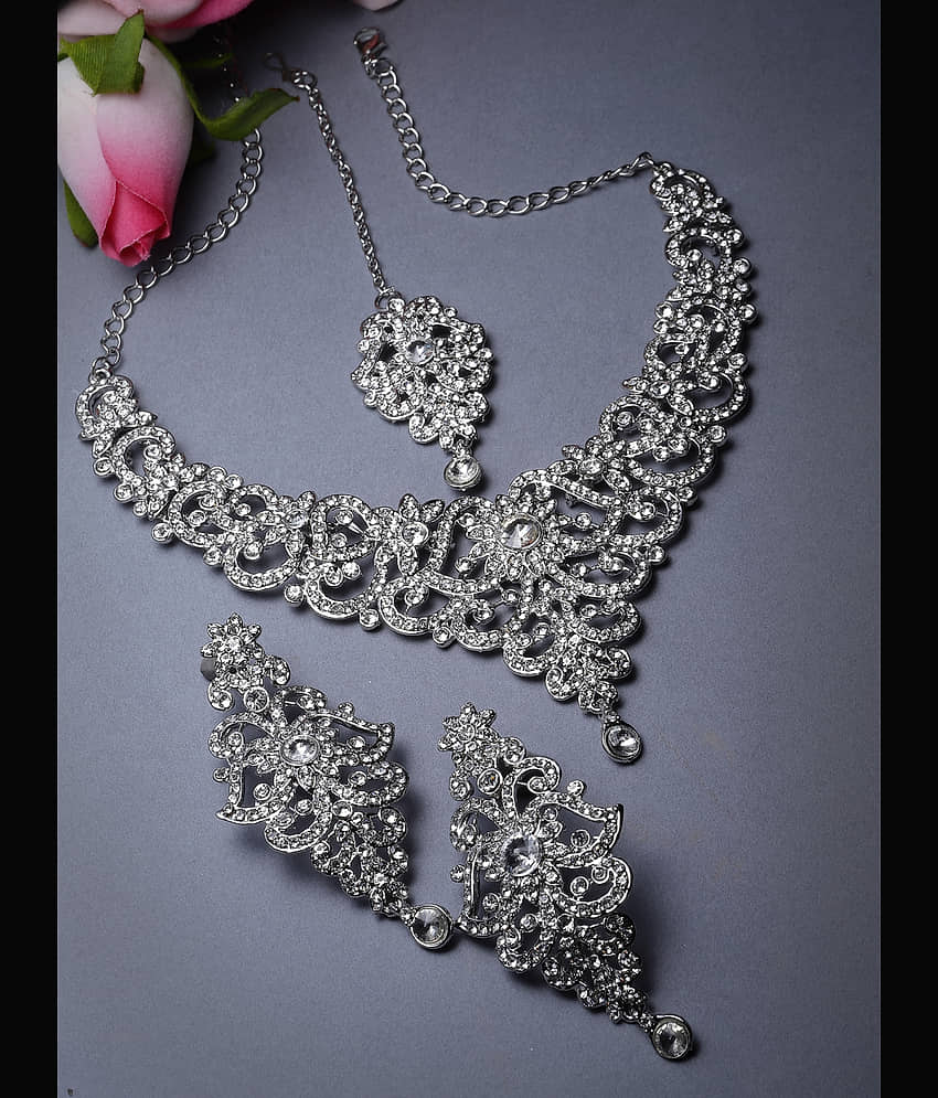 Sukkhi Silver Alloy Necklace Set ( Pack of 1 )