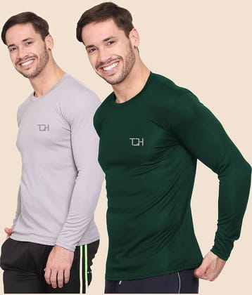 TQH Polyester Regular Fit Solid Full Sleeves Men's Round T-Shirt - Black ( Pack of 1 )