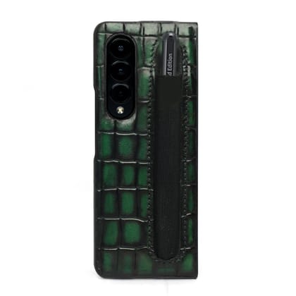 Samsung Galaxy Green Deep Cut Leather Mobile Cover with Extra Space By Brune & Bareskin-Fold 4
