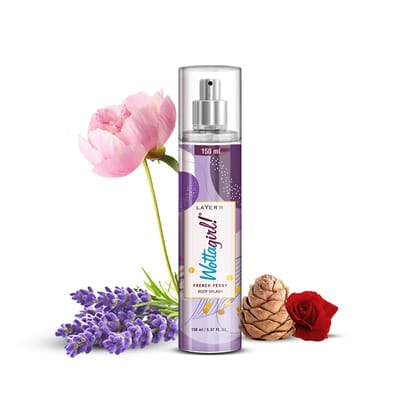LAYER'R Wottagirl! French Peony 150ml Body Splash for Women | Elegant Floral Mist with Lavender & Peony | Long-Lasting, Refreshing & Skin-Friendly Fragrance for Women