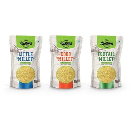 TruMillets Mixed Millet Combo of 3 (Little, Kodo & Foxtail Millet) -Each 500 gm TruMillets Mixed Millet Combo of 3 (Little, Kodo & Foxtail Millet) -Each 500 gm