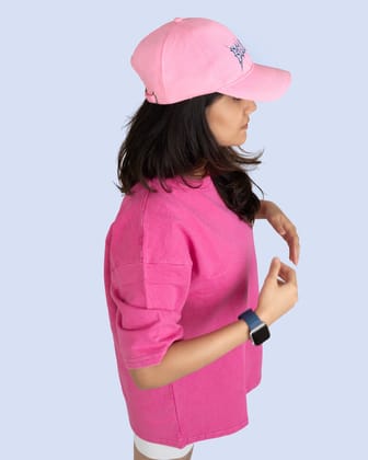 Bellbum Unisex Pink Baseball Cap – Gothic Logo Embroidered Streetwear Hat