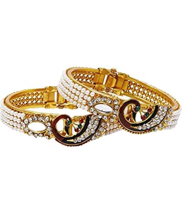 YouBella Dancing Peacock American Diamond Gold Plated Bangles For Women