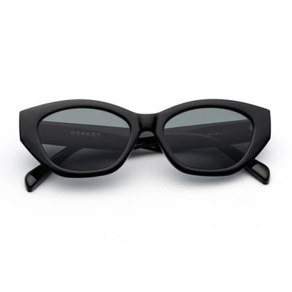 PERKEY UV Protected Cooling Sunglasses For Women - PRKY0020-C1-Medium / Black / Black