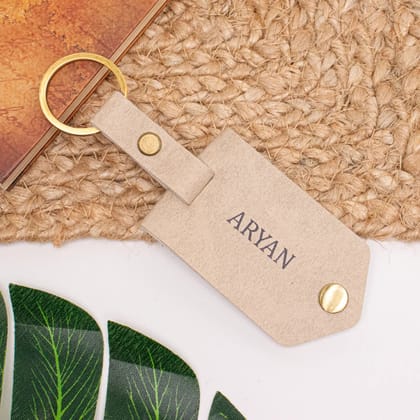PERSONALISED FLIP PHOTO KEYCHAIN - BEIGE-Beige