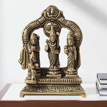 Brass Ram Darbar God Idol Statue | Traditional Indian Brass Murti, Height : 4 Inch (BSMAS1394 A)