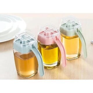 (Pack of 1) 350ml Kitchen Transparent Glass Oil Bottle with Spout Leak-Proof Oil Dispenser for Cooking and Serving
