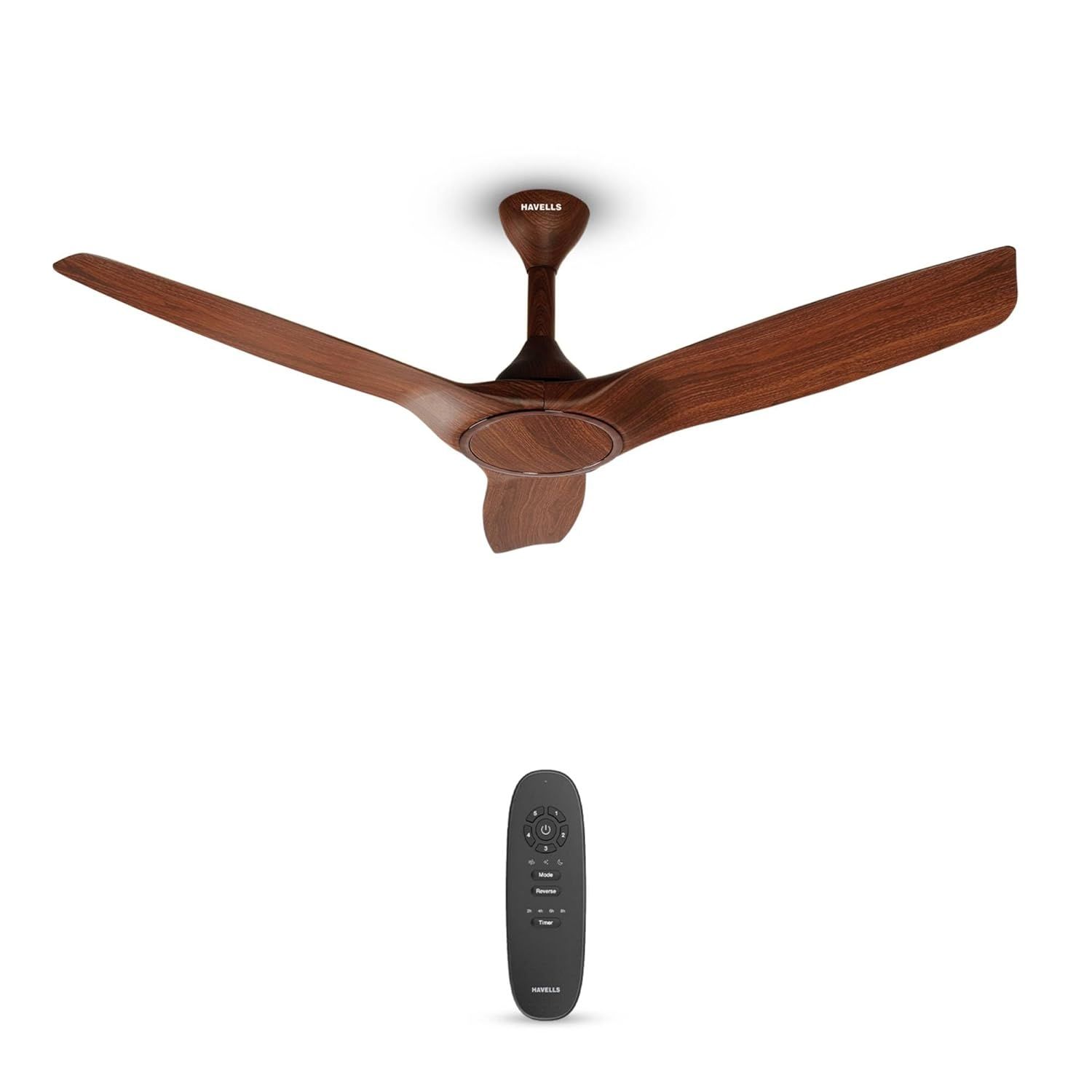 Havells Stealth Air BLDC Wood 1200mm Premium Ceiling Fan with 100% Pure Copper|5 Star Rating, Remote Controlled, Watt: 40|Air Flow: 245 cmm, Speed: 280 RPM, Free Installation, 2 year Warranty - Walnut