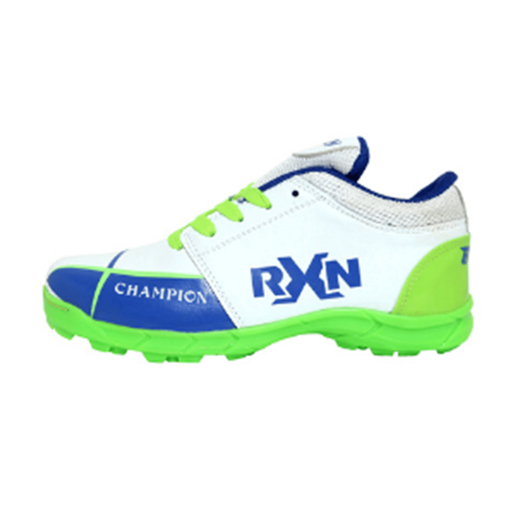 RXN Champion Cricket Shoes (White/Blue/Green)-3