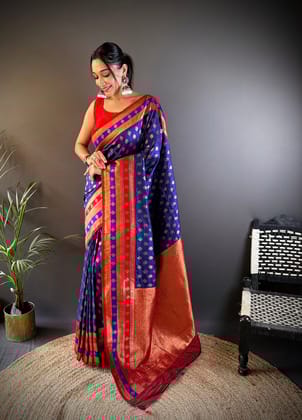 Royal Blue Soft Silk Butti Zari Weaving Work Banarasi Saree