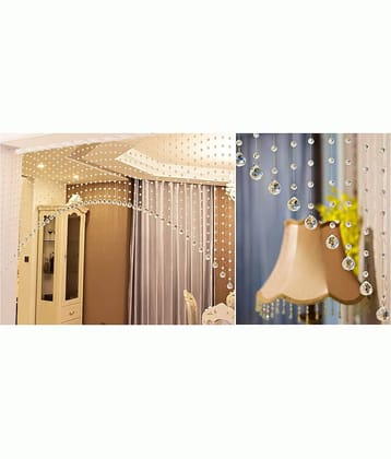 PINDIA Beaded Semi-Transparent Eyelet Curtain 4 ft ( Set of 15 )- Off White