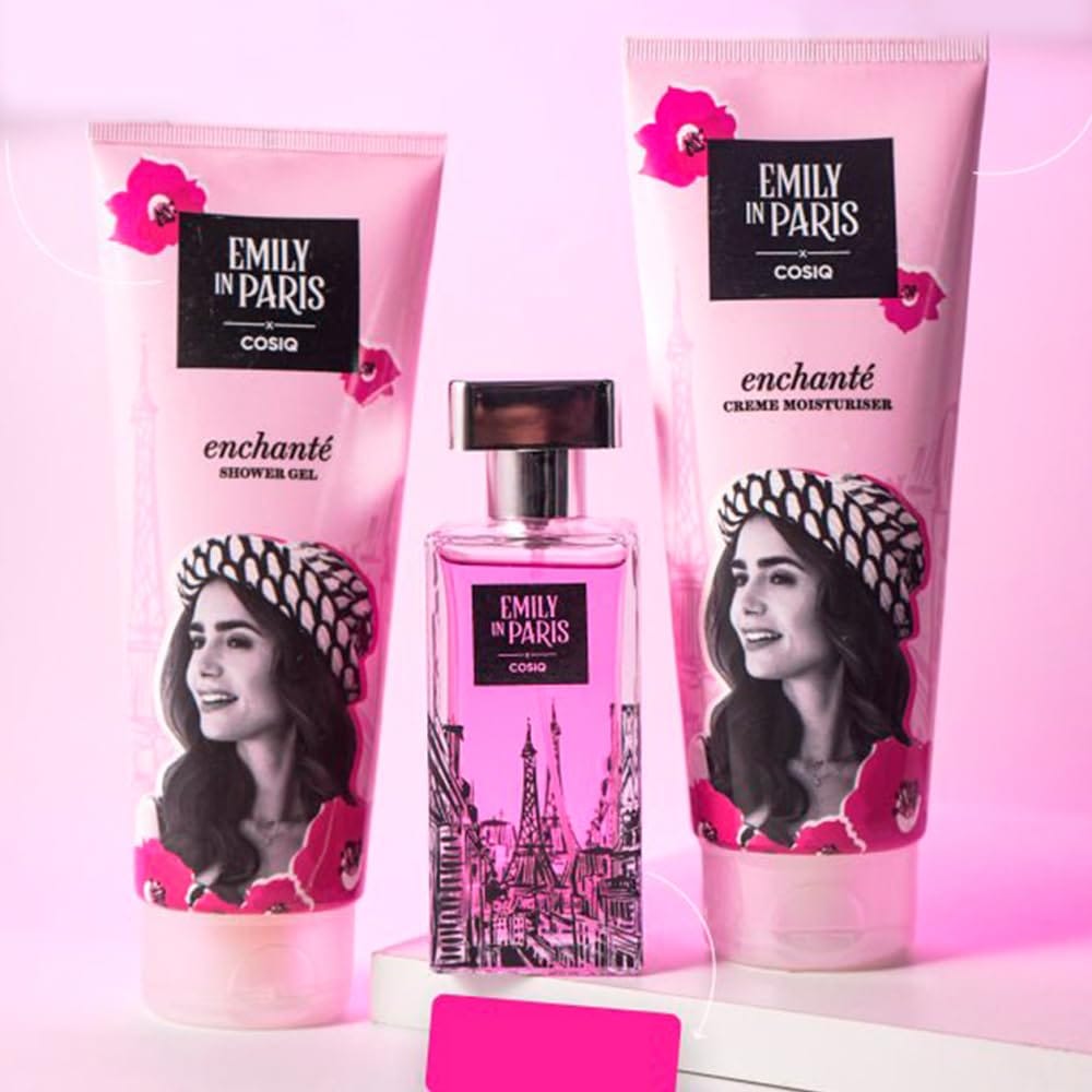 Cos-IQ EIP Luxury Woman Emily's Enchante Fragrance & Hydration Skin Gift Set | Eau De Parfum, Shower Gel & Moisturizer for long-lasting | Cheerful fragrance & Glowing Skin For Women (Set of 3) Cos-IQ EIP Luxury Woman Emily's Enchante Fragrance & Hydratio