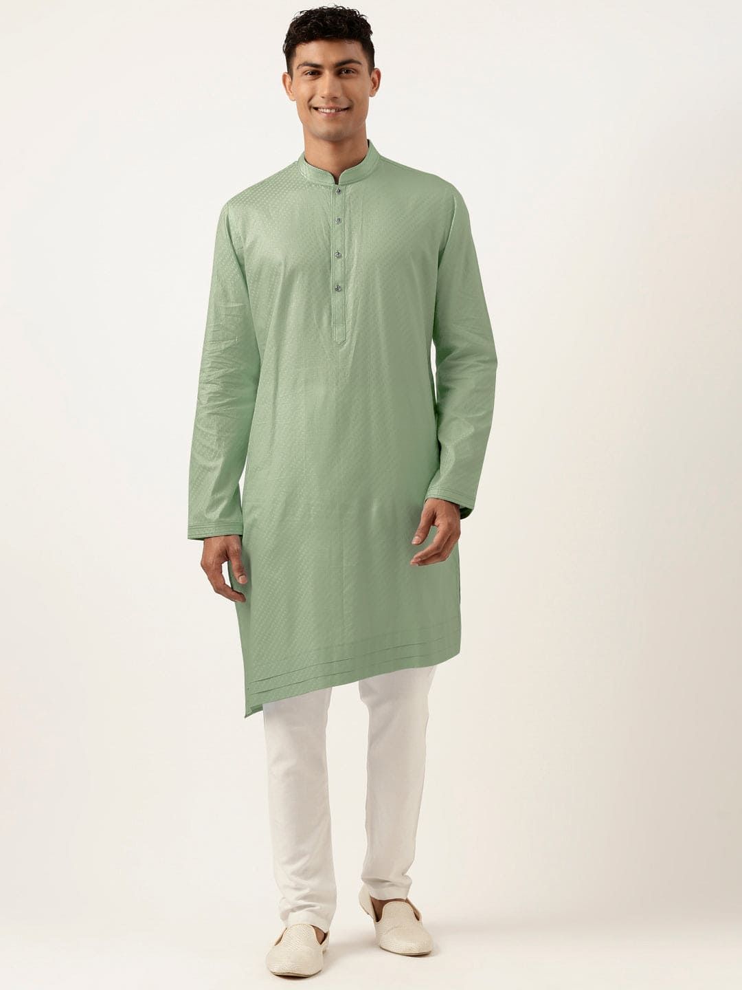 Light Green Asymmetrical  Cotton Kurta Set-Made To Measure / Only Kurta - No Lowers