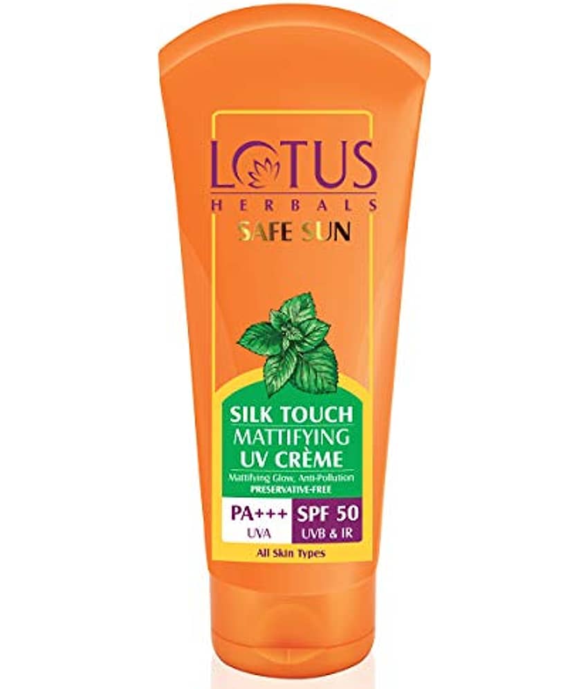 Lotus Herbals Safe Sun Silk Touch Mattifying Uv Cream SPF 50| PA+++ 75g