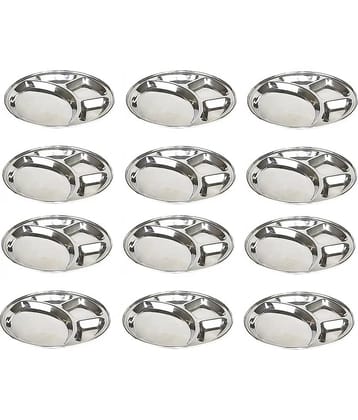 Dynore 12 Pcs Stainless Steel Silver Partition Plate