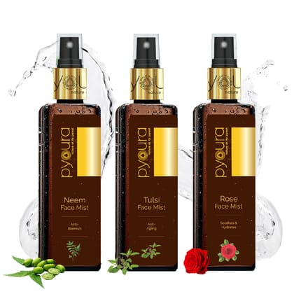 Neem + Tulsi + Rose Mist Combo <h4> A soothing, easy-to-use skincare kit for managing fine lines and dark spots. <h4> <h6>100 ml each Pack of 3<h6>-Combo