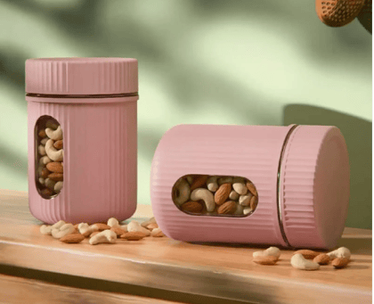 VillWin Window Jars Plastic Multicolor Food Container ( Set of 2 )