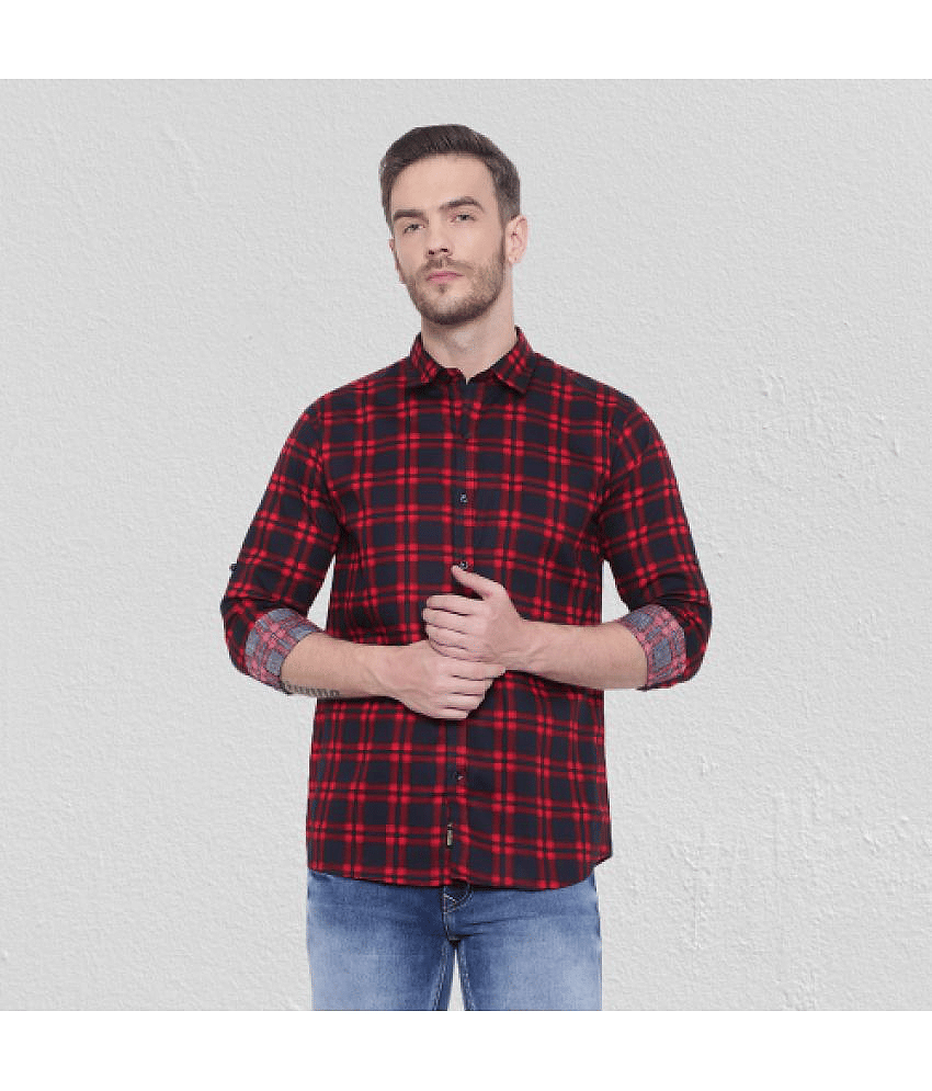 leeway - Navy Cotton Blend Slim Fit Men's Casual Shirt ( Pack of 1 )