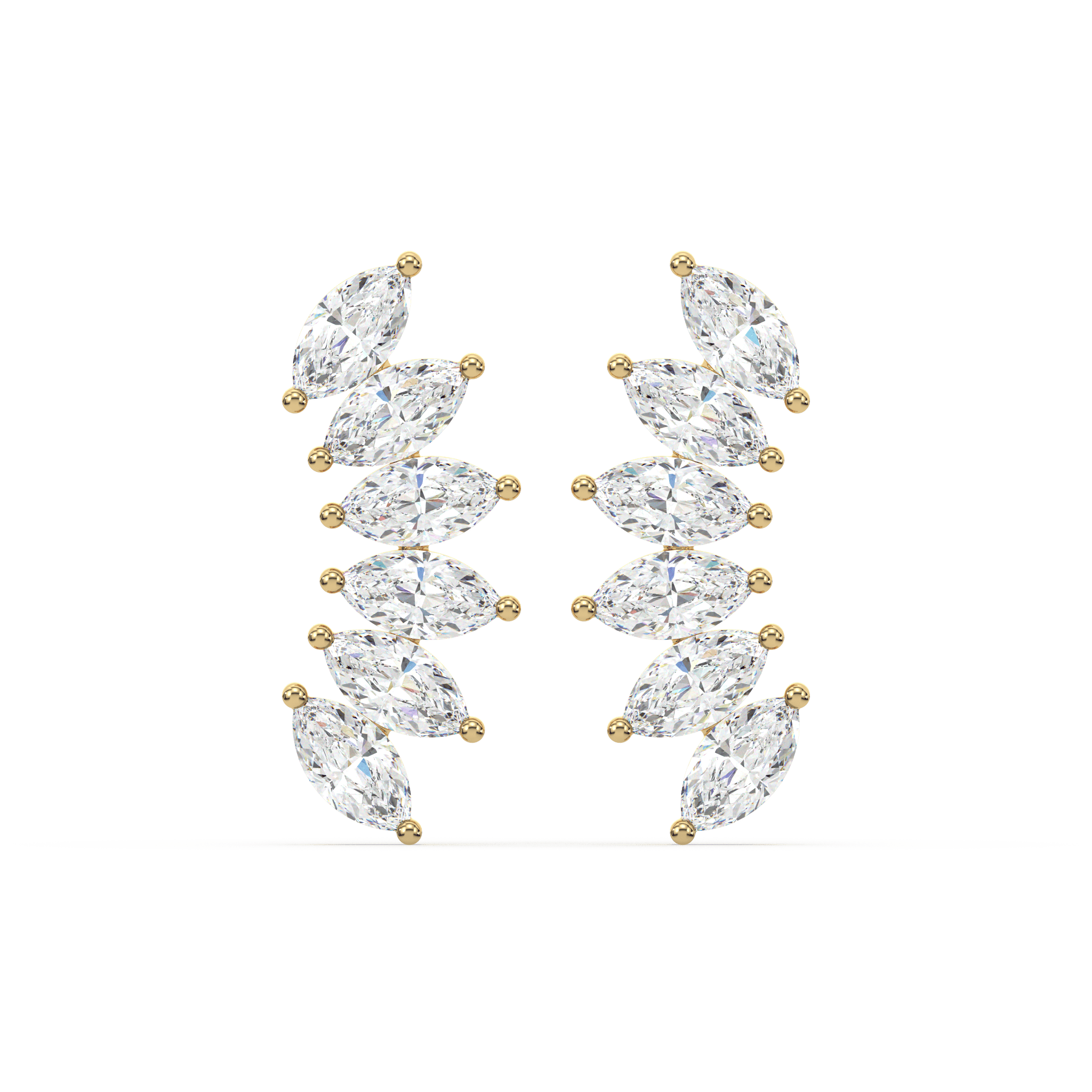 Baguette Crown Climber Stud - Extended - 18K Gold