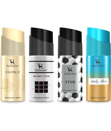 Ramsons - EXOTICA, SECRET CODE, STUD & SANDY SHORE Deo Combo for Women 40ml each ( Pack of 4 )