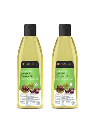 Soulflower Castor Oil for Hair Growth, Hair Fall Control, Moisturizing Skin, Nourishment |100% Pure & Natural Cold Pressed, Ecocert Cosmos Organic Certified Pack of 2 - 225ml Each Soulflower Castor Oil for Hair Growth, Hair Fall Control, Moisturizing Ski