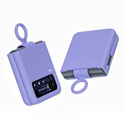 Valente Premium Silicone Case Cover with Ring For Galaxy Z Flip 4-Purple