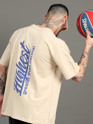 Men HIGHEST Printed Oversized T-Shirt-S / Beige