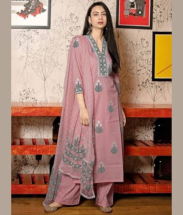 YAGNIK FASHION Women Rayon Self Design A-line Kurti With Pants ( Purple )