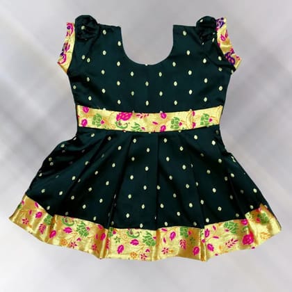 Mom And Me Black Silk Frock (0-3 Months) | Premium Brokat Detail | Festive Wear