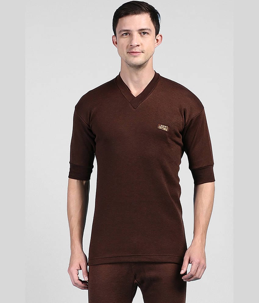 Lux Cottswool Pack of 1 Cotton Blend Thermal Tops For Men's ( Brown )