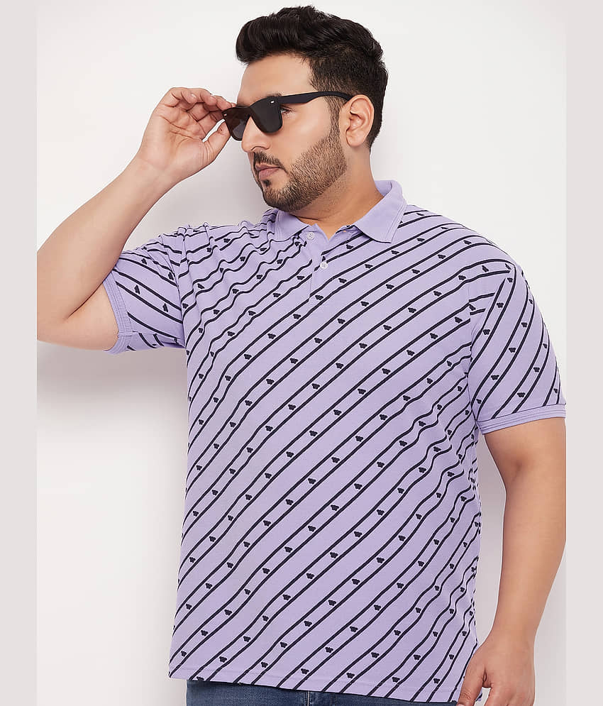 GET GOLF Pack of 1 Cotton Blend Regular Fit Self Design Half Sleeves Men's Polo T Shirt ( Lavender )