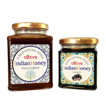 IndianHoney Wild Forest Honey & Diabetics-Friendly Jamun Honey Combo Pack (500gm & 230gm) Wild Forest & Jamun