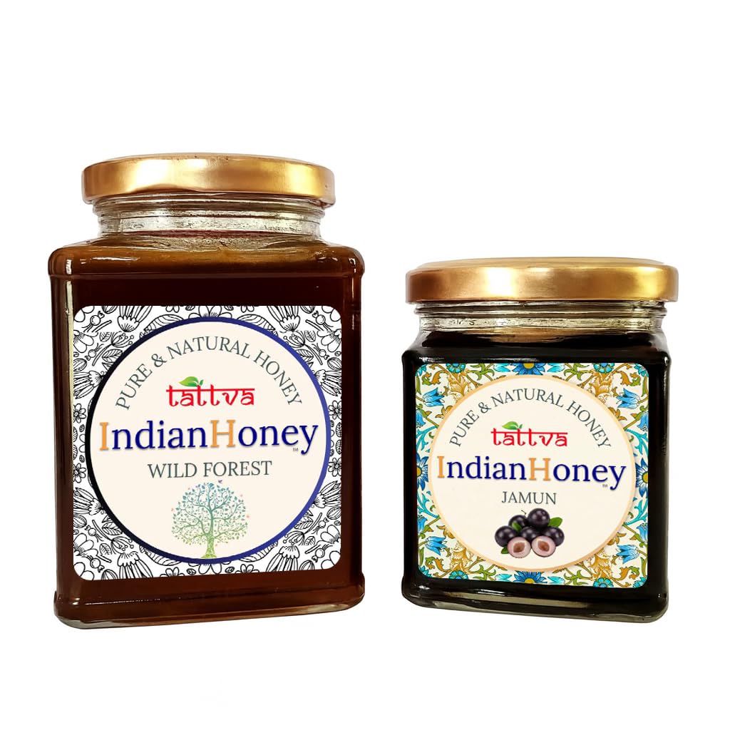 IndianHoney Wild Forest Honey & Diabetics-Friendly Jamun Honey Combo Pack (500gm & 230gm) Wild Forest & Jamun