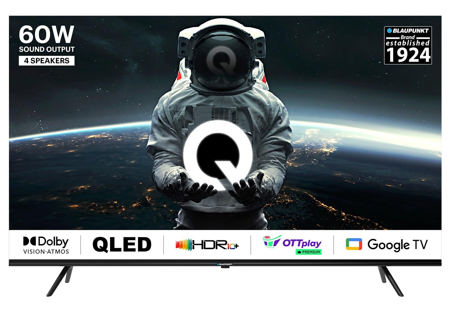 Blaupunkt 164 cm (65 inches) Quantum Dot Series 4K Ultra HD QLED Google TV 65QD7030 (Black) Black