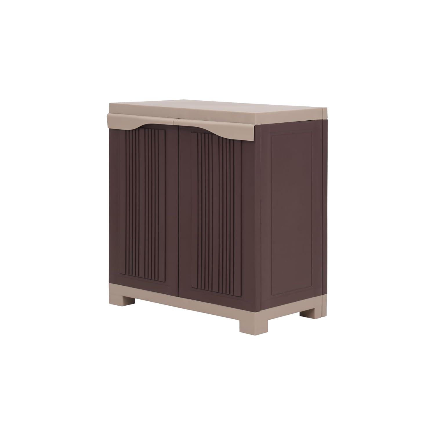 Supreme Furniture Aspen 1 Multipurpose Waterproof Plastic Cupboard | 2-Door Almirah with 1 Adjustable Shelves for Home, Bedroom, Bathroom & Kids Room | Indoor & Outdoor | D.I.Y. (G.Brown/Dark Beige)