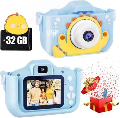 CADDLE & TOES Camera for Girls, 1080P HD 2.0 Inch Screen with 32GB SD Card, Birthday Christmas Toys Gifts for Children Age 4+ to 15 Years Old (Blue Cactus) CADDLE & TOES Camera for Girls, 1080P HD 2.0 Inch Screen with 32GB SD Card, Birthday Christmas Toy