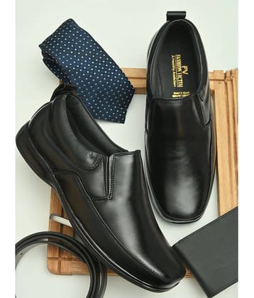 Fashion Victim Slip On Genuine Leather Black Formal Shoes