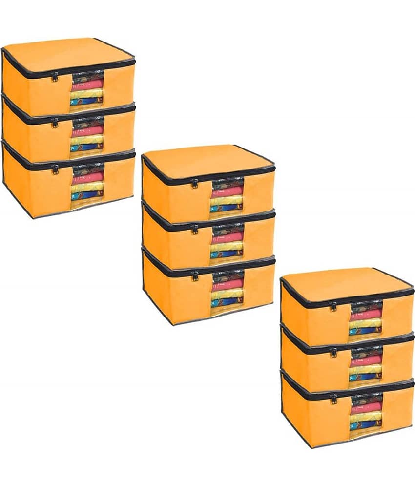 09Presents Non Woven Saree Cover Storage Bags for Clothes Combo Offer Saree Organizer for Wardrobe/Organizers for Clothes/Organizers for Wardrobe (Yellow)