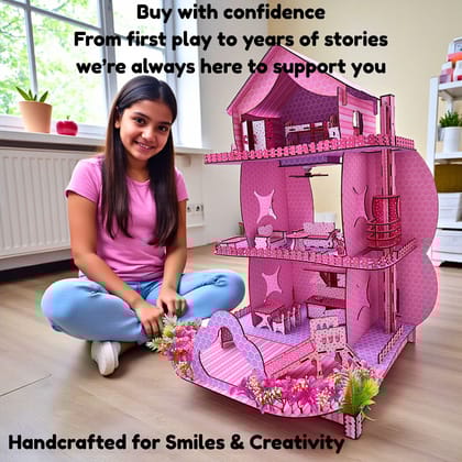 Dream Wooden Dollhouse with Electronic Lift, Fan & Lights for Kids | Luxury Pretend Play Doll House with Furniture | Educational & Creative Role Play Toy