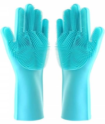 Washing Silicon Hand Gloves 2 pcs with Scrubber for Kitchen Cleaning