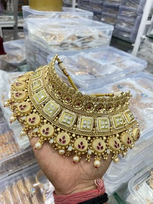 ZEVAR I High Quality Rajwadi Finished copper Choker Necklace