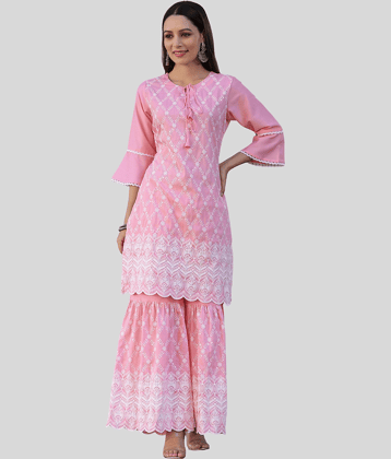Juniper - Pink Straight Silk Blend Women's Stitched Salwar Suit ( Pack of 1 )