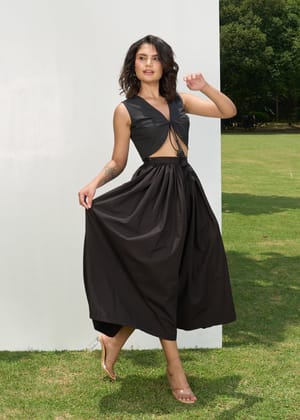 Lilo skirt Co-ord set (black)-Black / XS