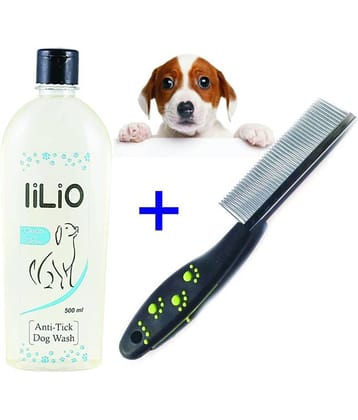 Pet grooming Combo Anti tick wash (500ml) with Single sided comb