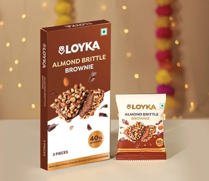 Loyka Almond Brittle Brownie (60g) | Chocolate Coated Brownie | Dessert Snack